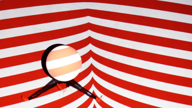 Holiday Rave Installation, Projection and Choreography - Striped Lady with Balloon